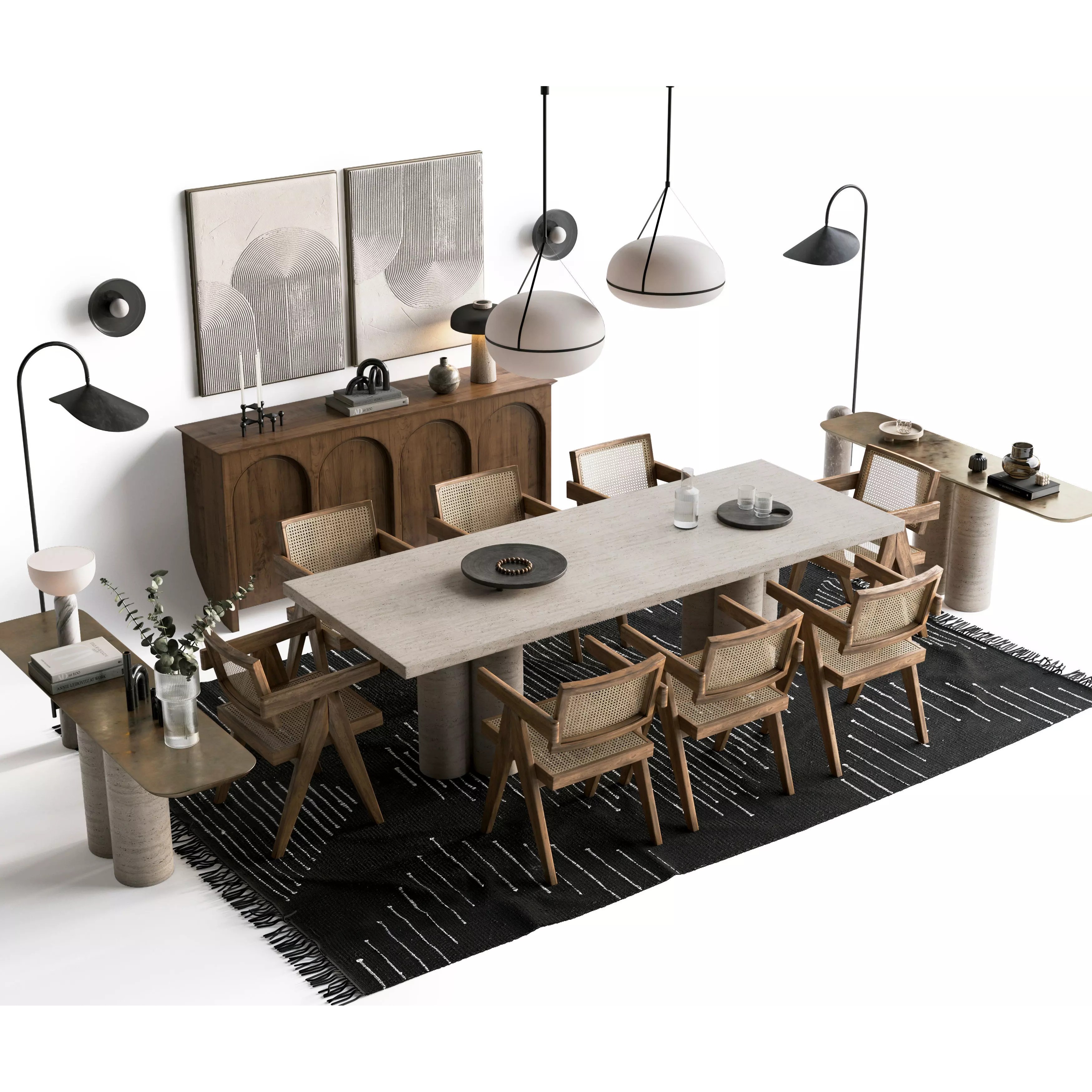 Table and Chairs Furniture Set - PBR 3D Model - View 2