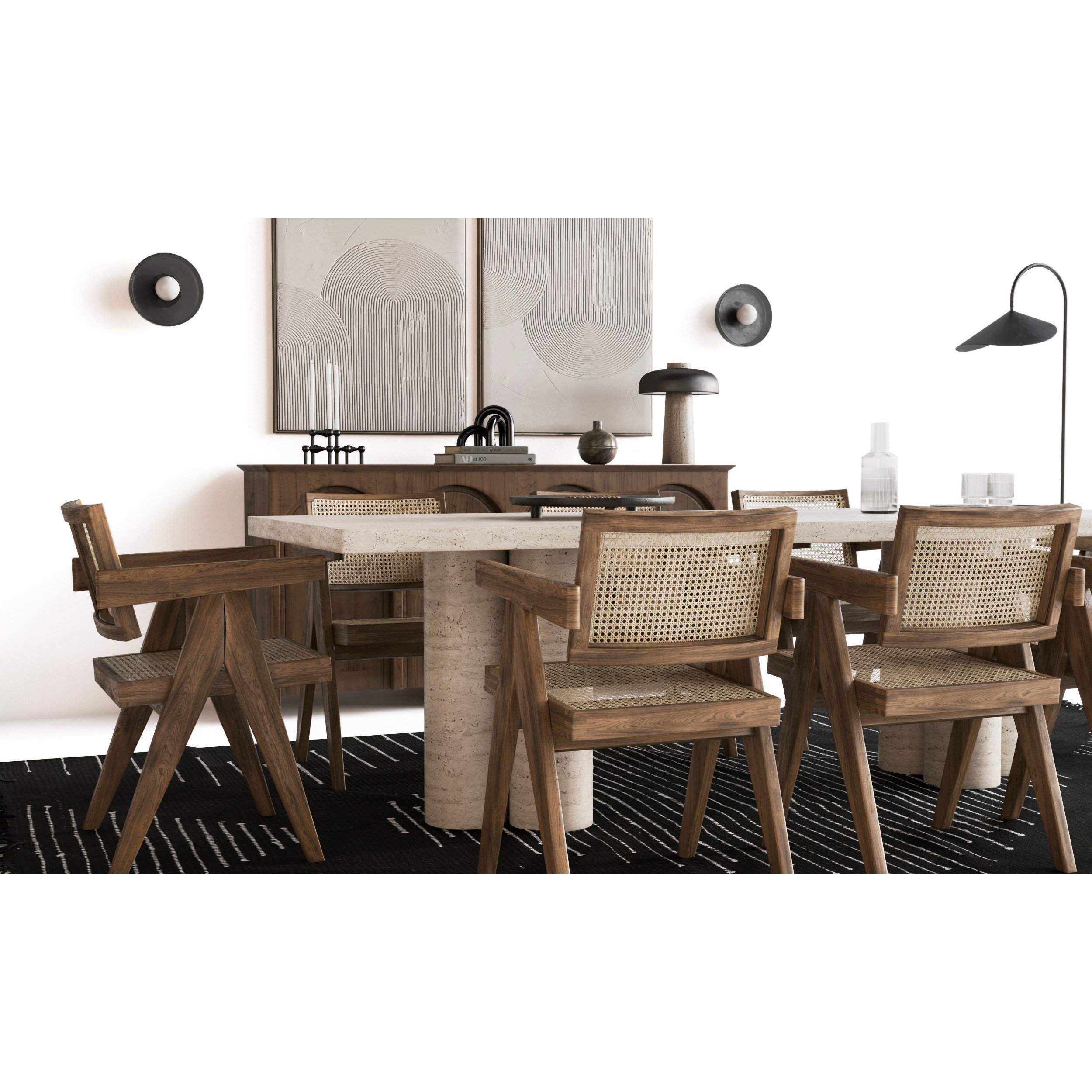 Table and Chairs Furniture Set - PBR 3D Model - View 4