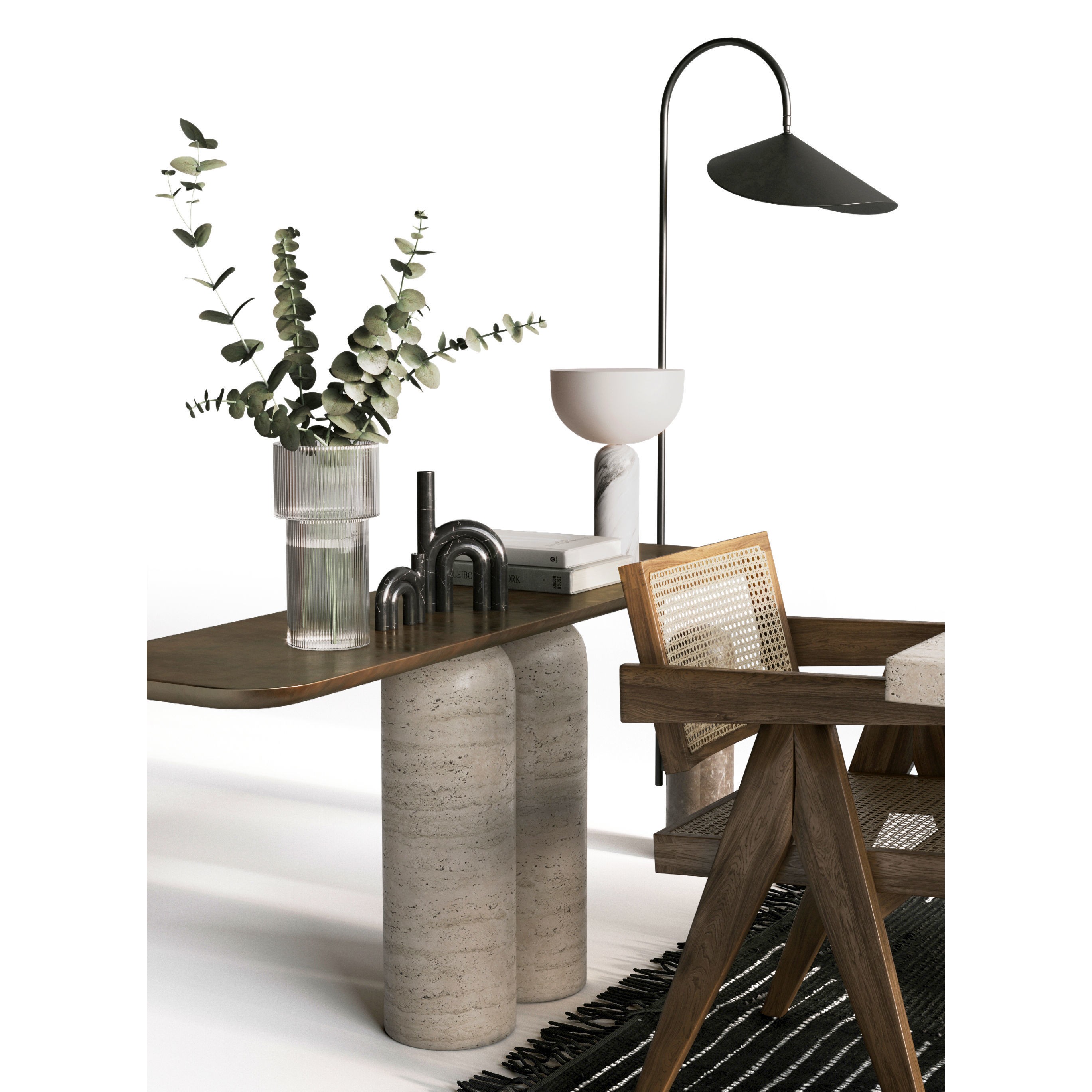 Table and Chairs Furniture Set - PBR 3D Model - View 9