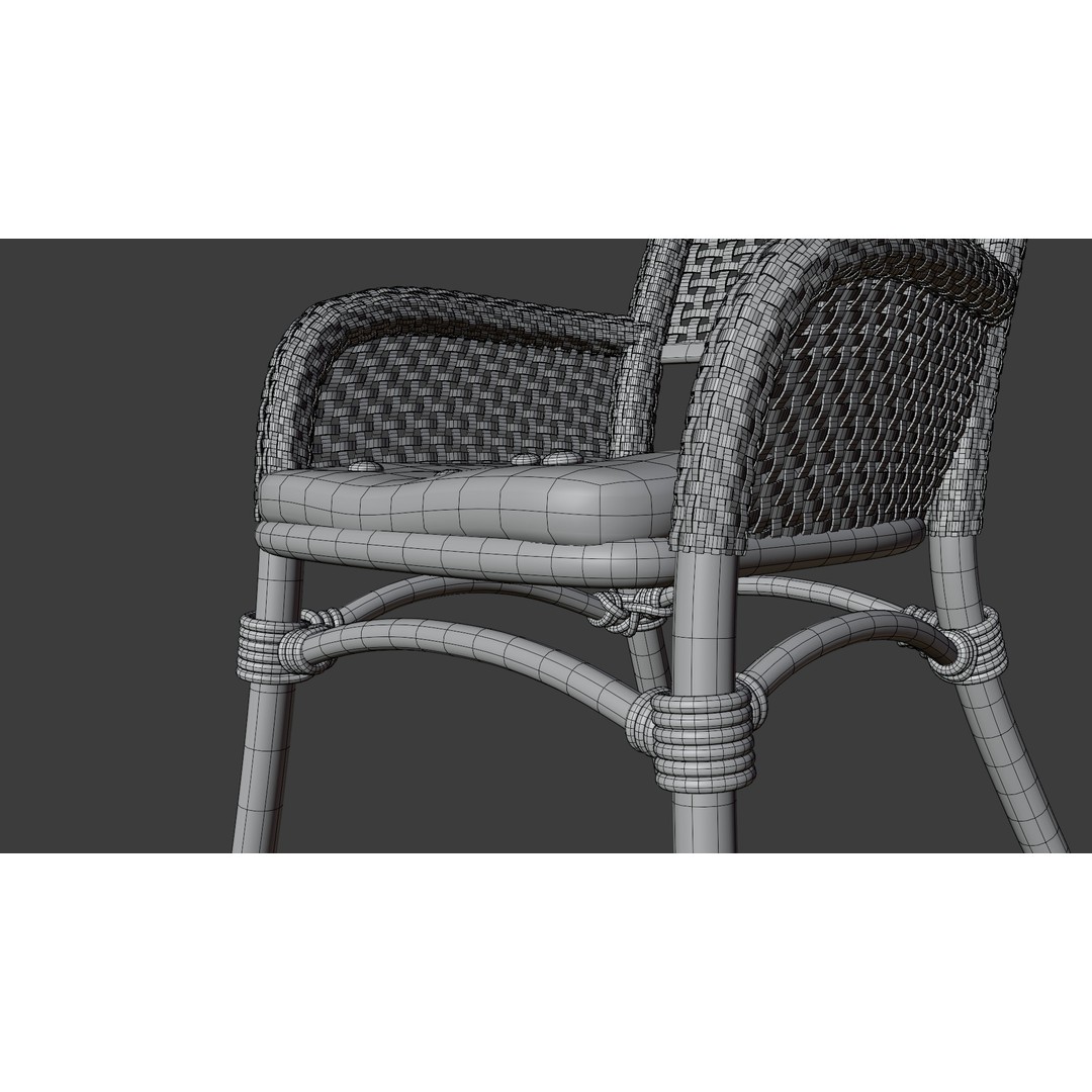 Garden Table and Wicker Chair 3D Model – Cozy Furniture Set, PBR Textures - View 16
