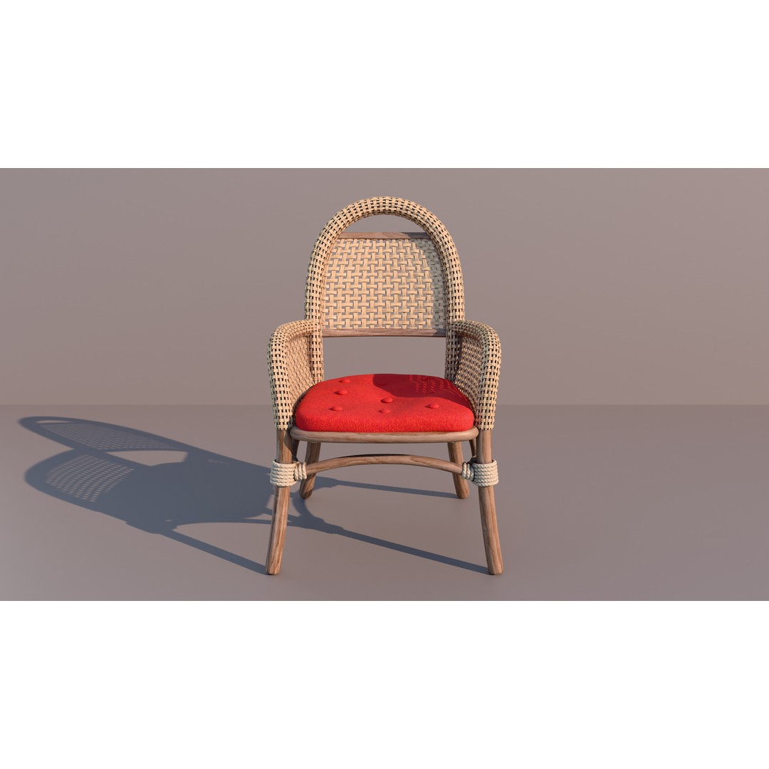 Garden Table and Wicker Chair 3D Model – Cozy Furniture Set, PBR Textures - View 4