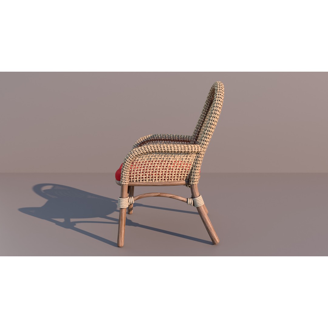 Garden Table and Wicker Chair 3D Model – Cozy Furniture Set, PBR Textures - View 5