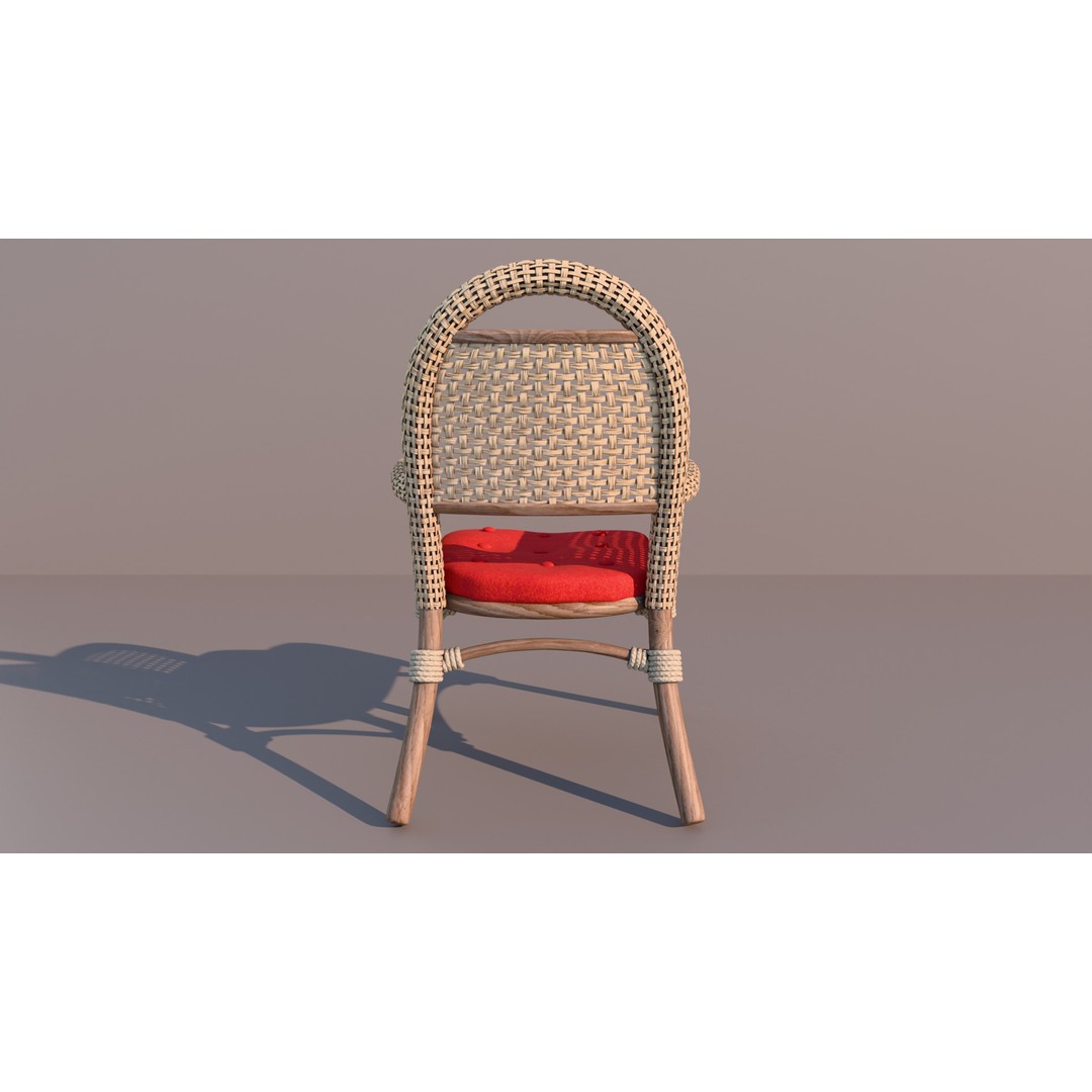 Garden Table and Wicker Chair 3D Model – Cozy Furniture Set, PBR Textures - View 6