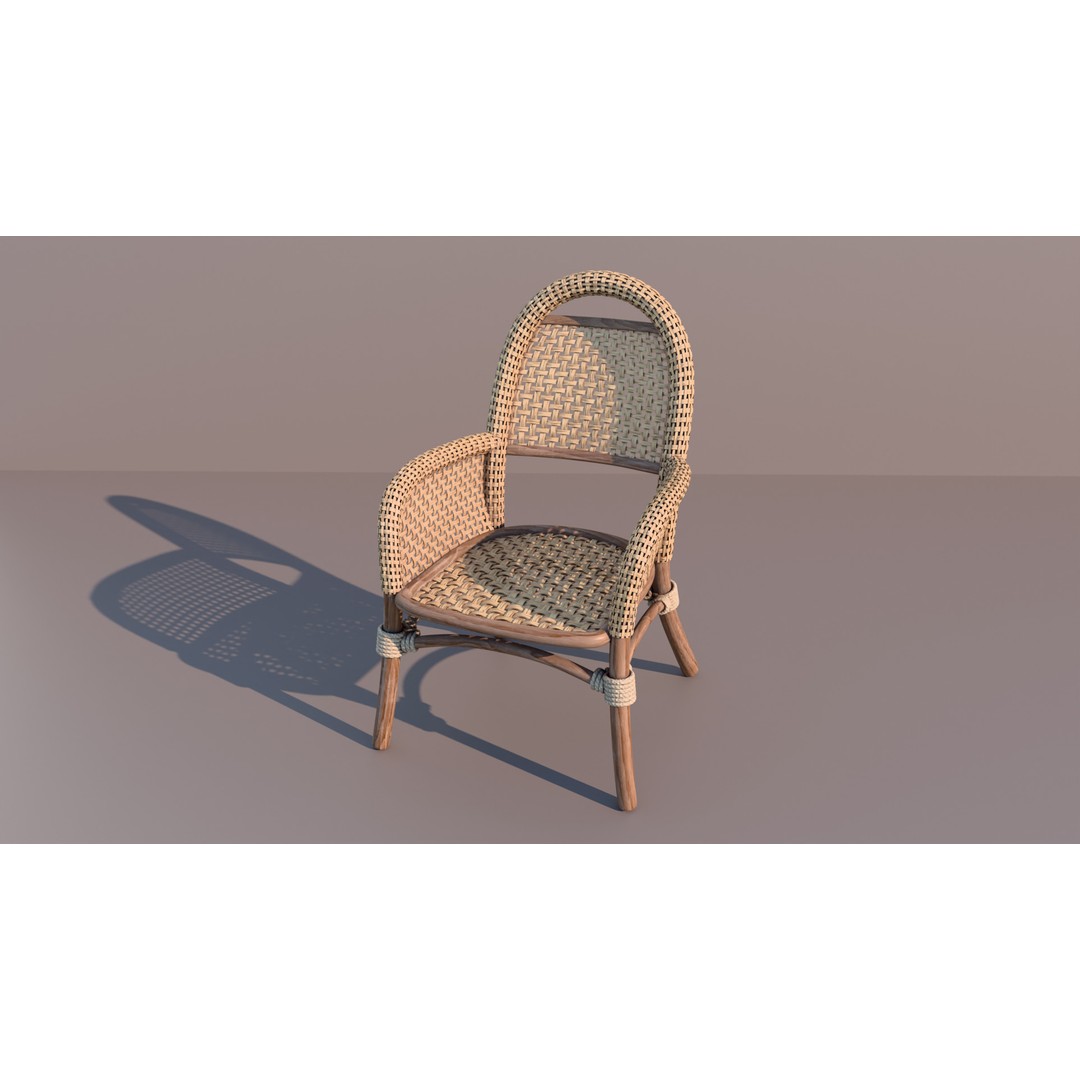 Garden Table and Wicker Chair 3D Model – Cozy Furniture Set, PBR Textures - View 7