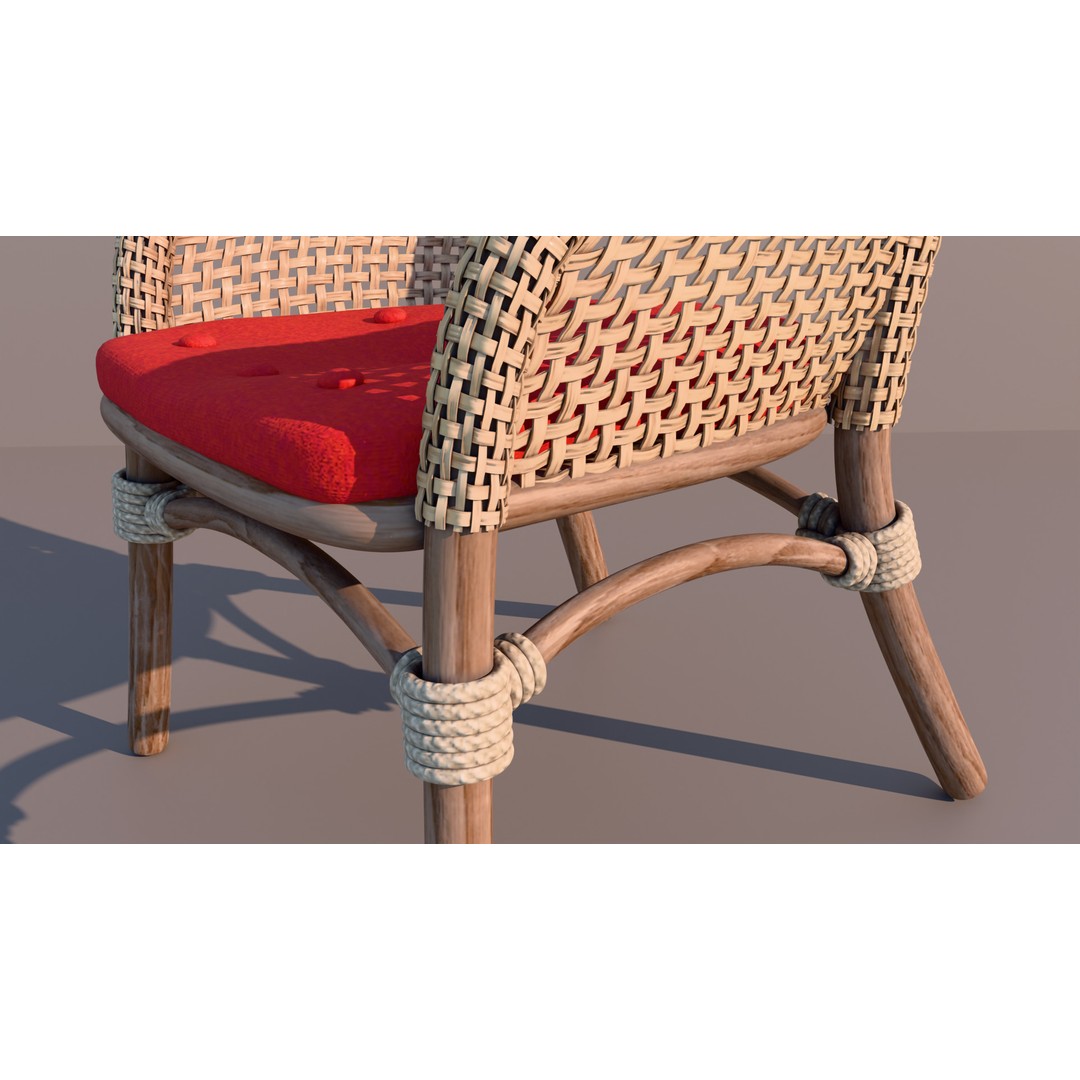 Garden Table and Wicker Chair 3D Model – Cozy Furniture Set, PBR Textures - View 8