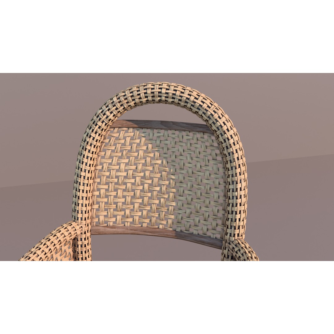 Garden Table and Wicker Chair 3D Model – Cozy Furniture Set, PBR Textures - View 9