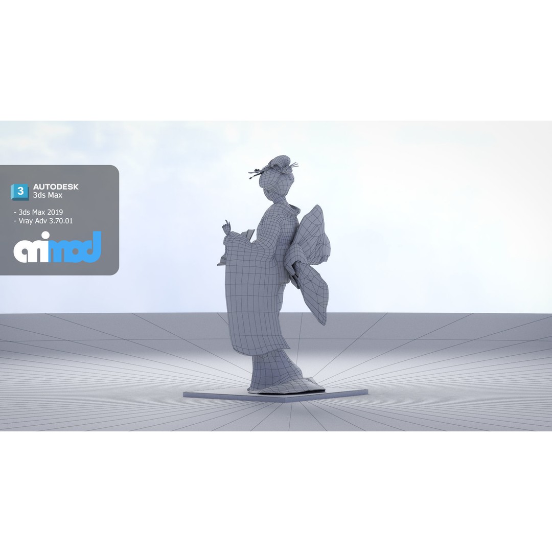 Geiko Doll 3D Model – Japanese Character, PBR Textures, FBX