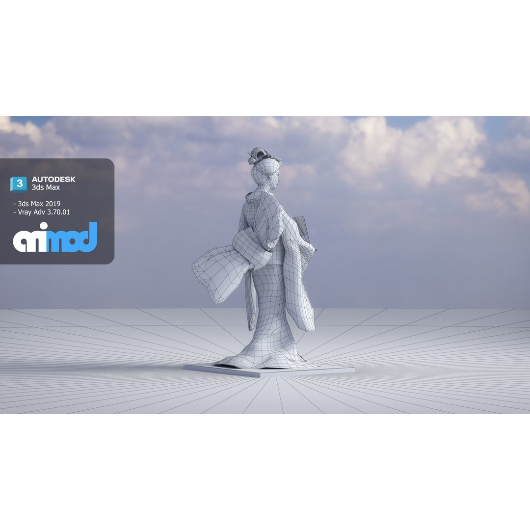 Geiko Doll 3D Model – Japanese Character, PBR Textures, FBX - View 10