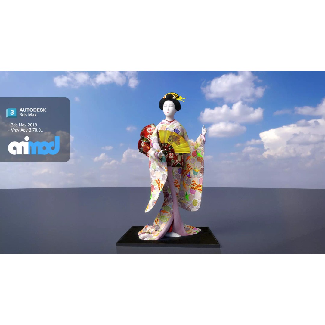 Geiko Doll 3D Model – Japanese Character, PBR Textures, FBX - View 2