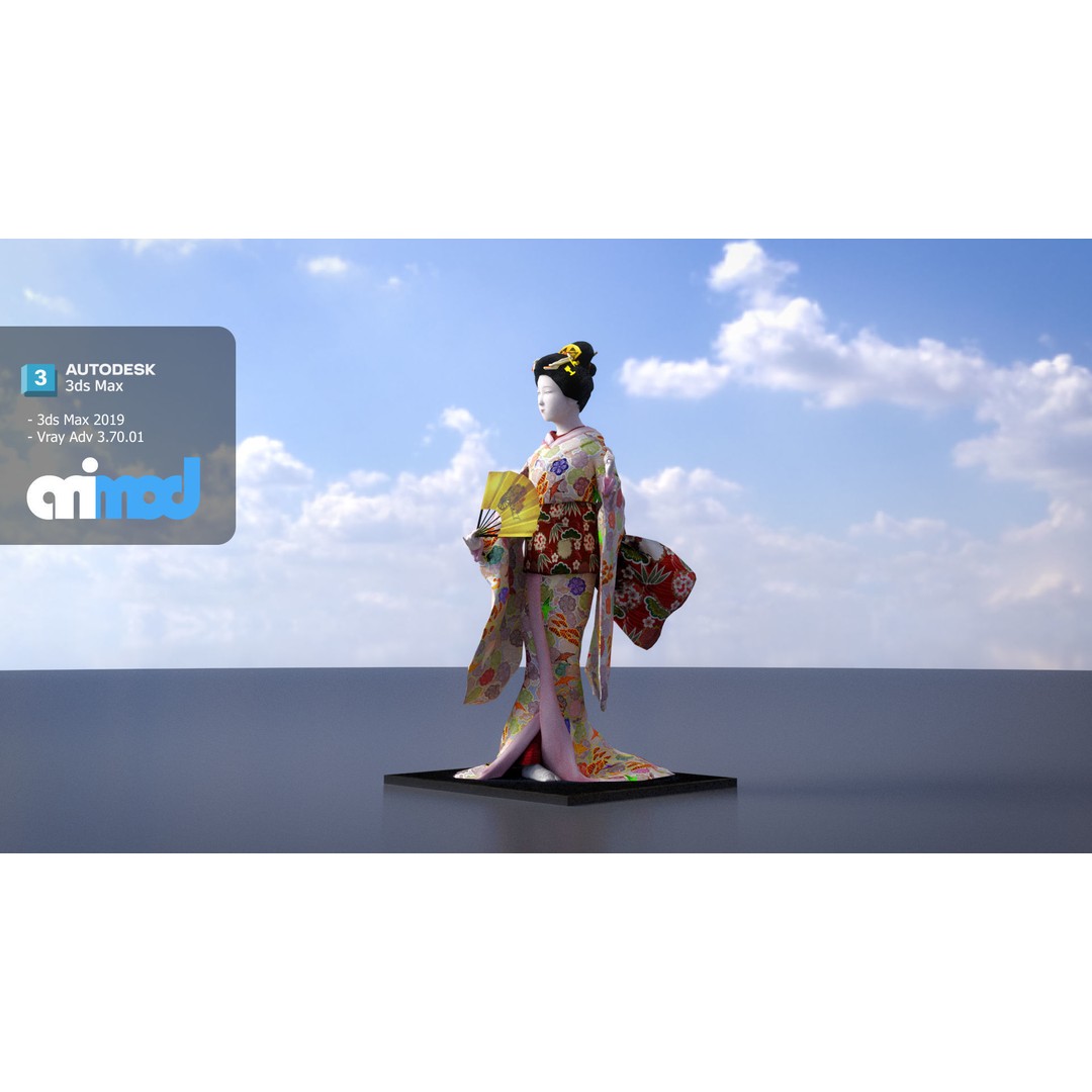 Geiko Doll 3D Model – Japanese Character, PBR Textures, FBX - View 4