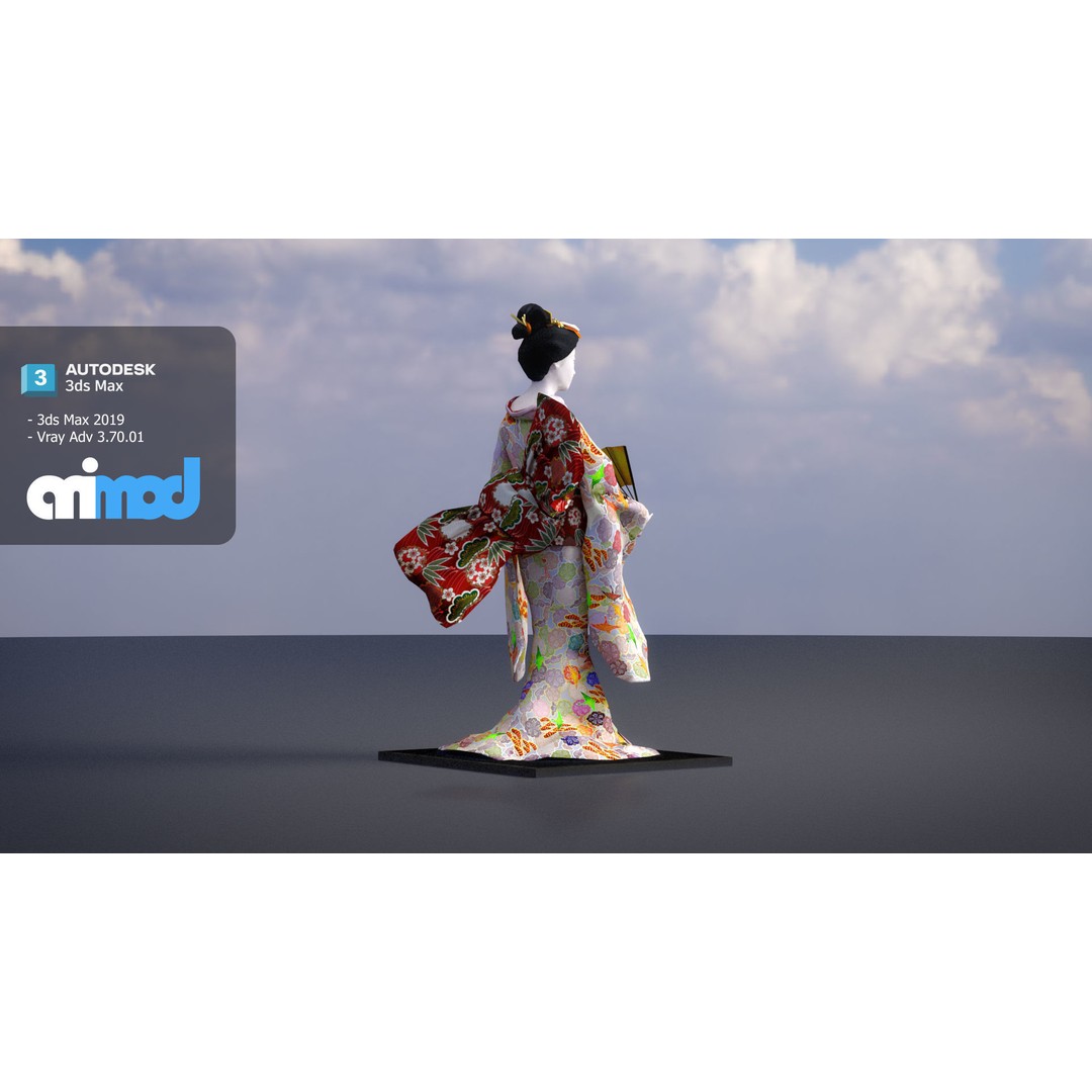 Geiko Doll 3D Model – Japanese Character, PBR Textures, FBX - View 5