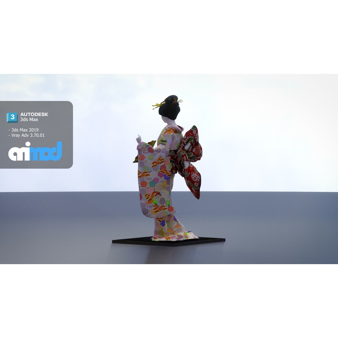 Geiko Doll 3D Model – Japanese Character, PBR Textures, FBX - View 6
