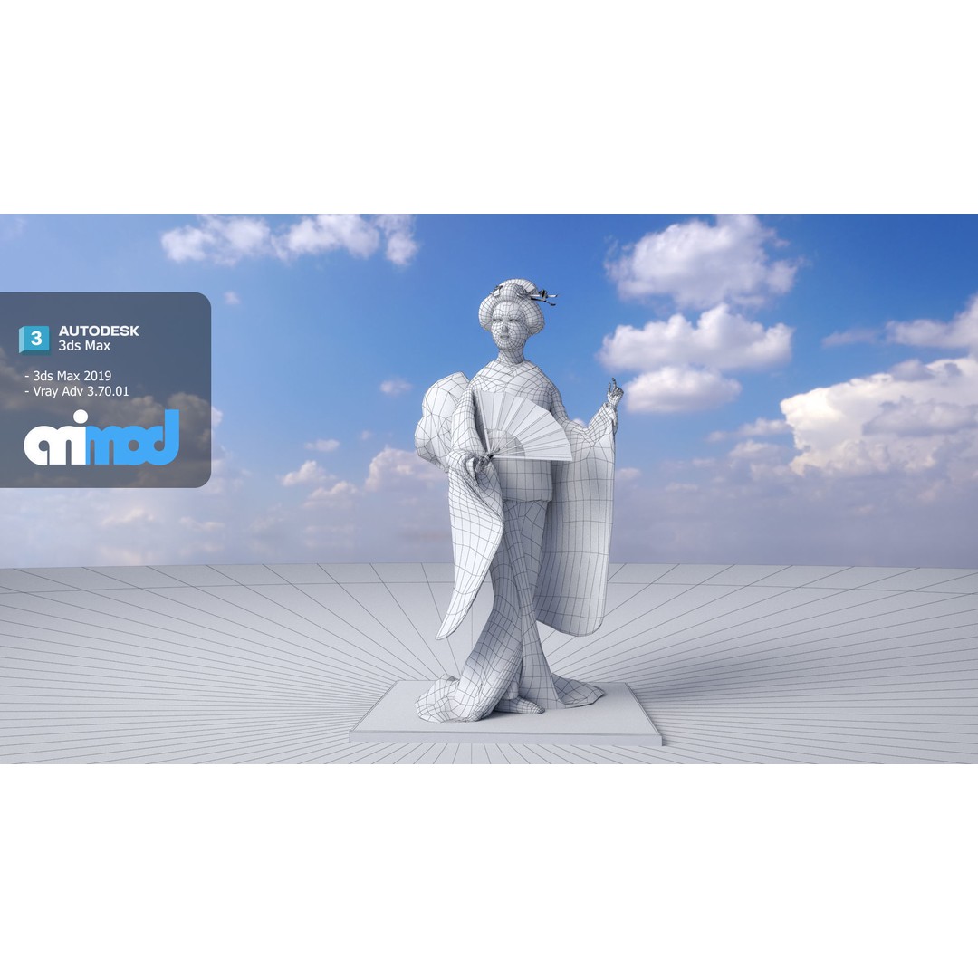 Geiko Doll 3D Model – Japanese Character, PBR Textures, FBX - View 7