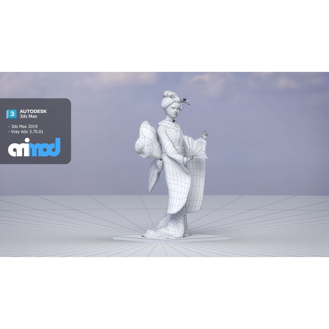 Geiko Doll 3D Model – Japanese Character, PBR Textures, FBX - View 8