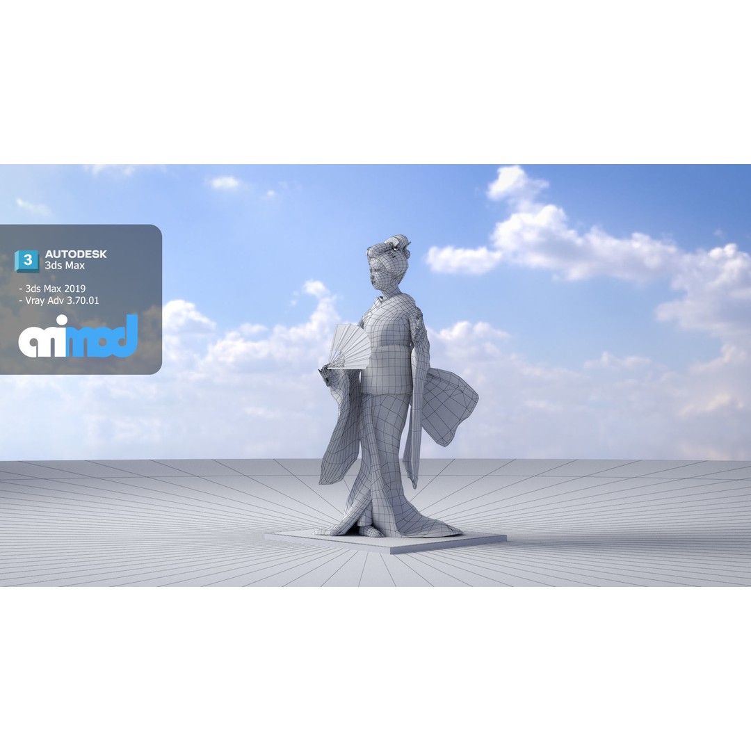 Geiko Doll 3D Model – Japanese Character, PBR Textures, FBX - View 9