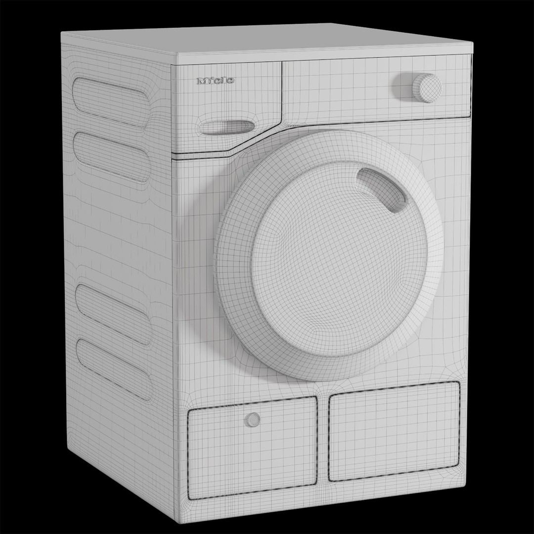 Miele Washing Machine and Dryer 3D Model – High Poly PBR Appliance, FBX, OBJ