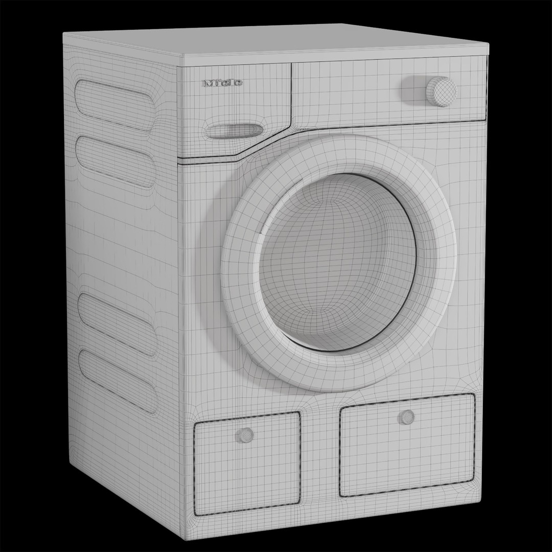 Miele Washing Machine and Dryer 3D Model – High Poly PBR Appliance, FBX, OBJ - View 8
