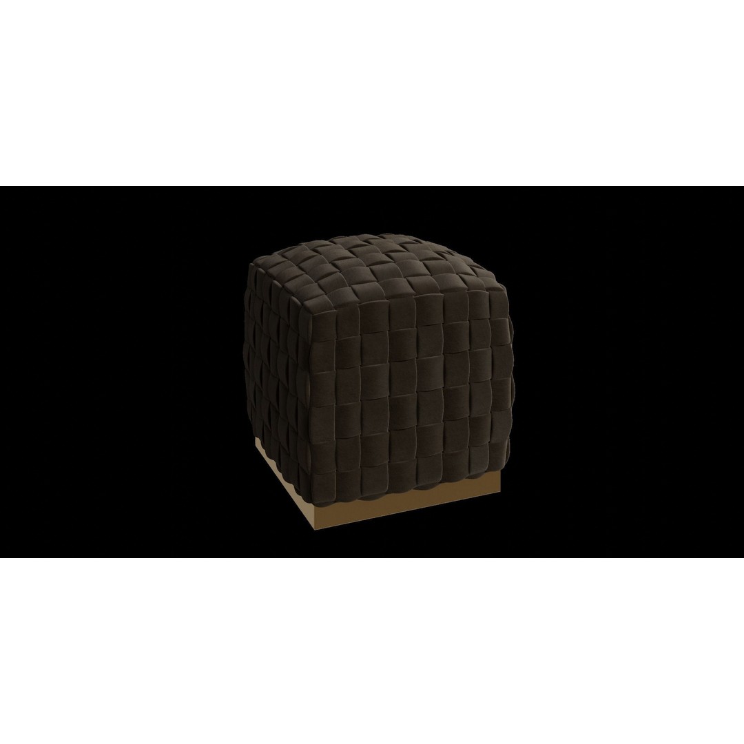 Velvet Ottoman 3D Model – Modern Round Cube Design, PBR Textures