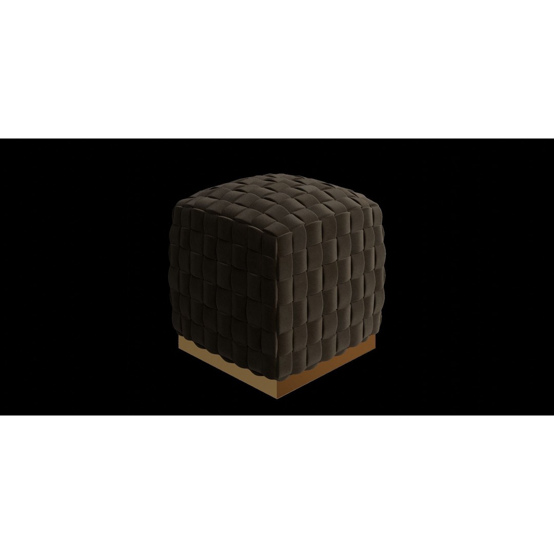 Velvet Ottoman 3D Model – Modern Round Cube Design, PBR Textures - View 11