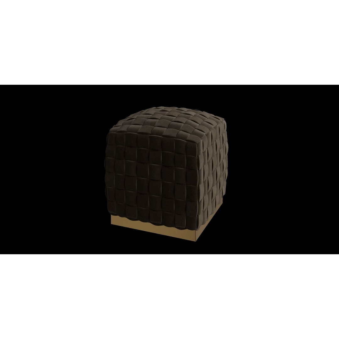 Velvet Ottoman 3D Model – Modern Round Cube Design, PBR Textures - View 12