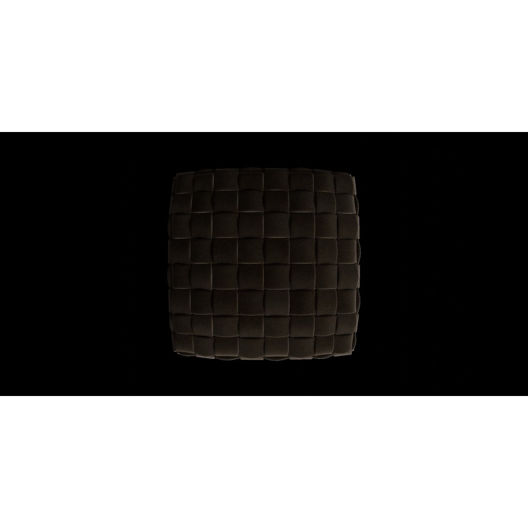 Velvet Ottoman 3D Model – Modern Round Cube Design, PBR Textures - View 3