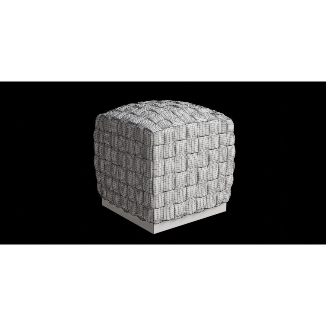 Velvet Ottoman 3D Model – Modern Round Cube Design, PBR Textures - View 4