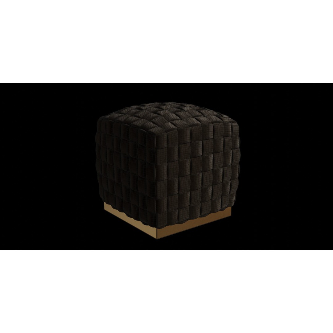 Velvet Ottoman 3D Model – Modern Round Cube Design, PBR Textures - View 5