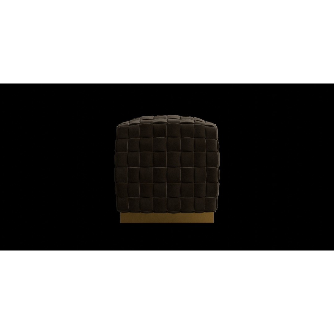 Velvet Ottoman 3D Model – Modern Round Cube Design, PBR Textures - View 6