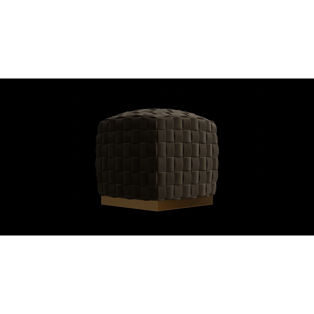 Velvet Ottoman 3D Model – Modern Round Cube Design, PBR Textures - View 7