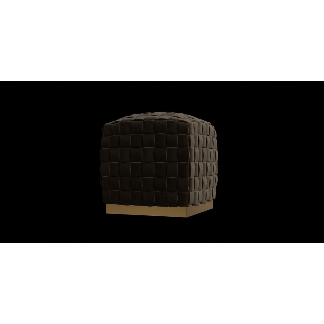 Velvet Ottoman 3D Model – Modern Round Cube Design, PBR Textures - View 8