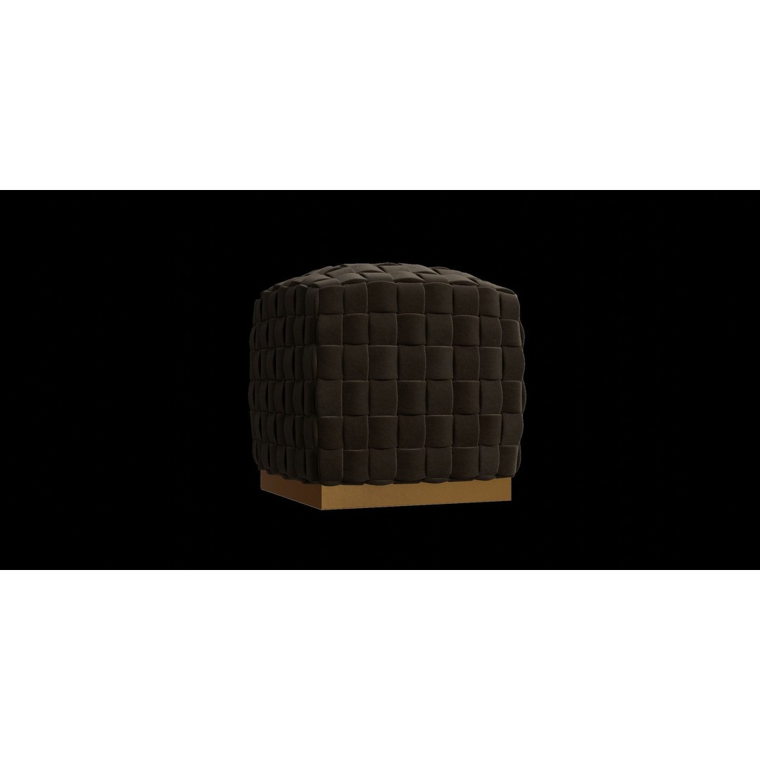 Velvet Ottoman 3D Model – Modern Round Cube Design, PBR Textures - View 9