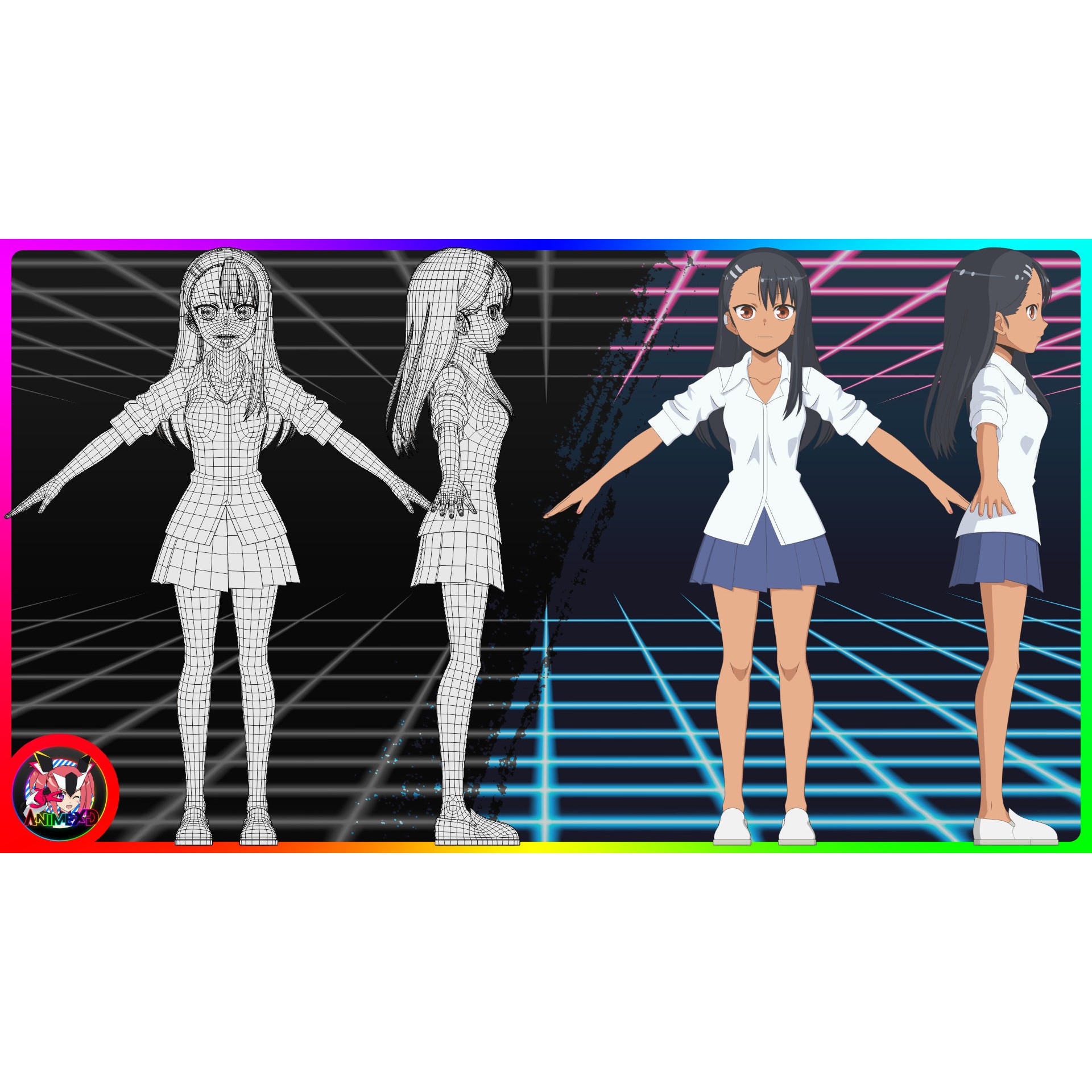 Nagatoro - Low-Poly Game-Ready 3D Model - View 12