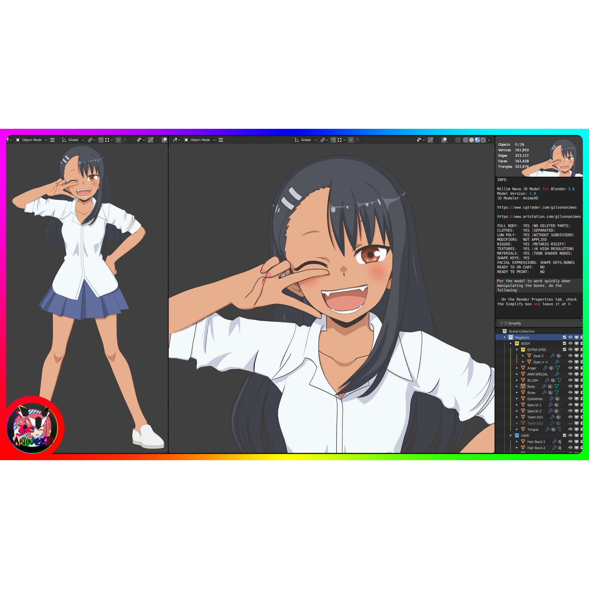 Nagatoro - Low-Poly Game-Ready 3D Model - View 14