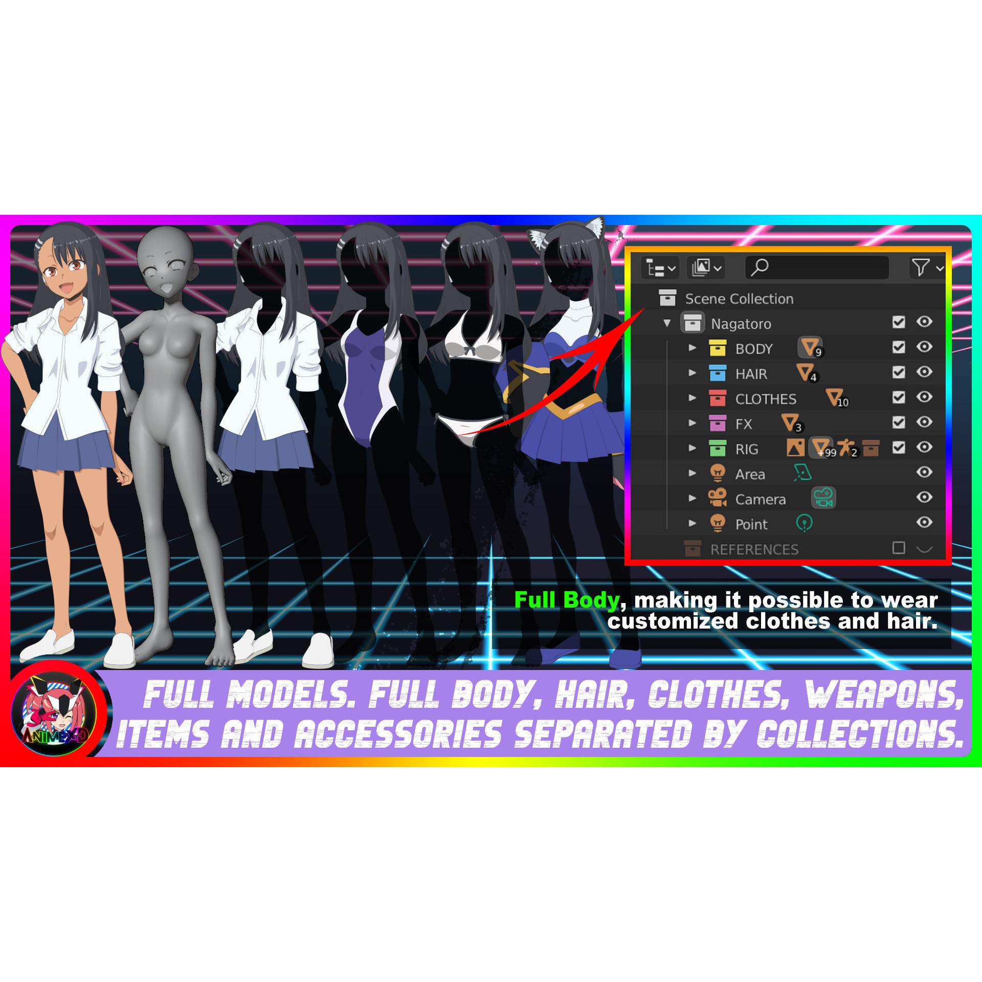 Nagatoro - Low-Poly Game-Ready 3D Model - View 3