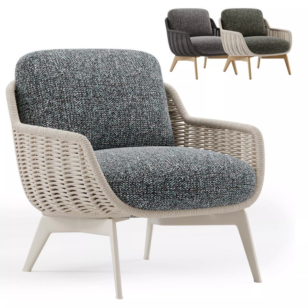 Belt Cord Armchair 3D Model – Outdoor Lounge Chair, PBR Textures, FBX - View 2