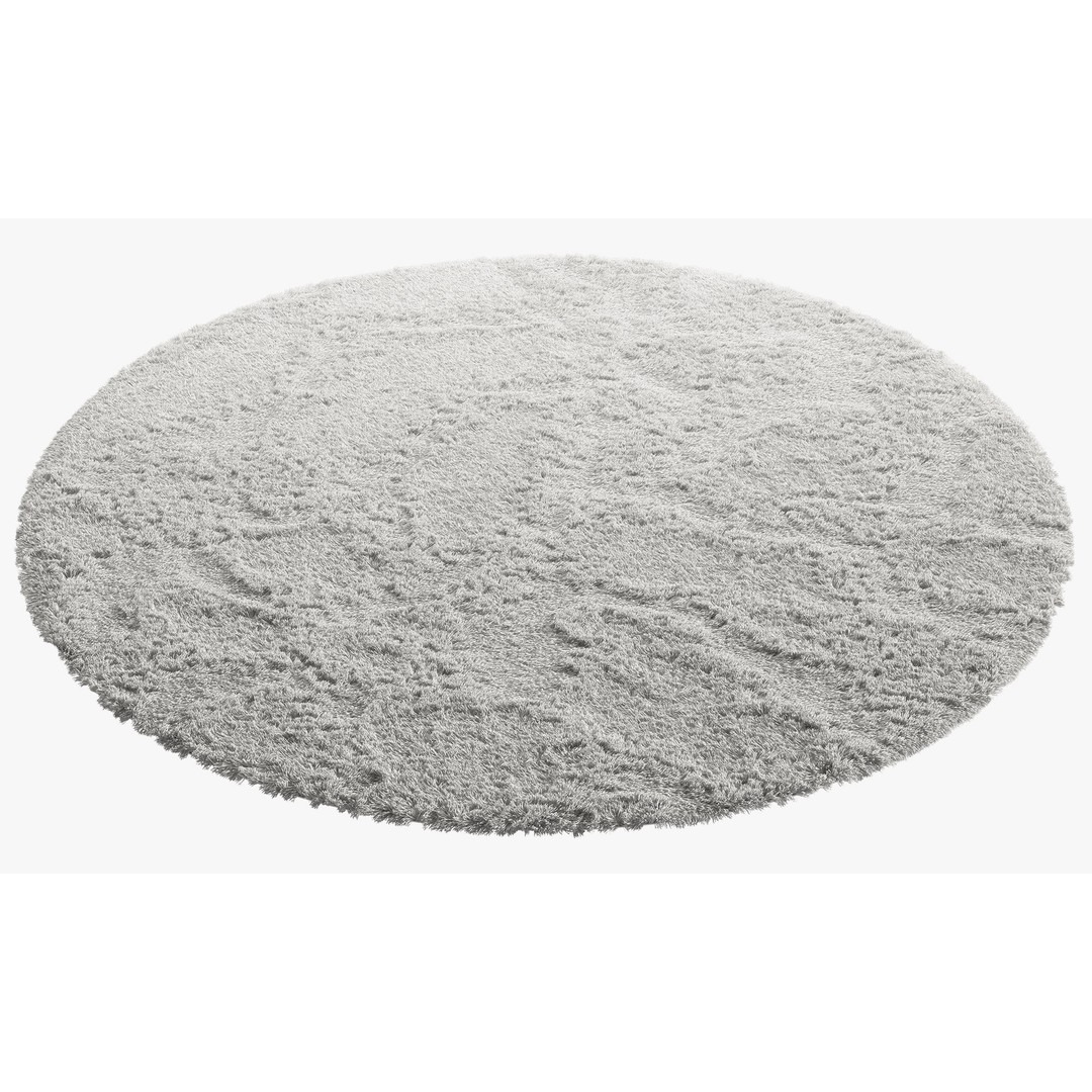 Shaggy Area Round Rug 3D Model – Cozy Modern Textile, FBX, OBJ - View 13