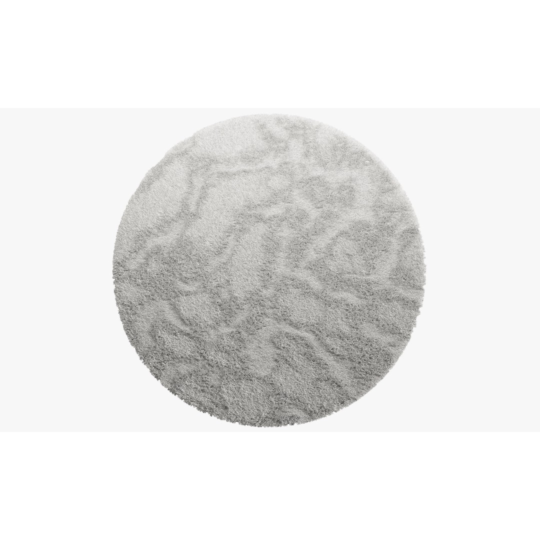 Shaggy Area Round Rug 3D Model – Cozy Modern Textile, FBX, OBJ - View 15