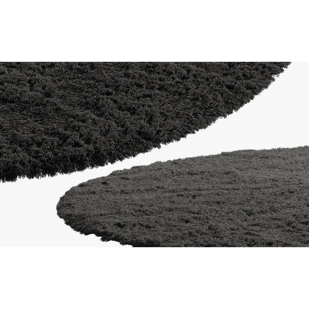 Shaggy Area Round Rug 3D Model – Cozy Modern Textile, FBX, OBJ - View 17