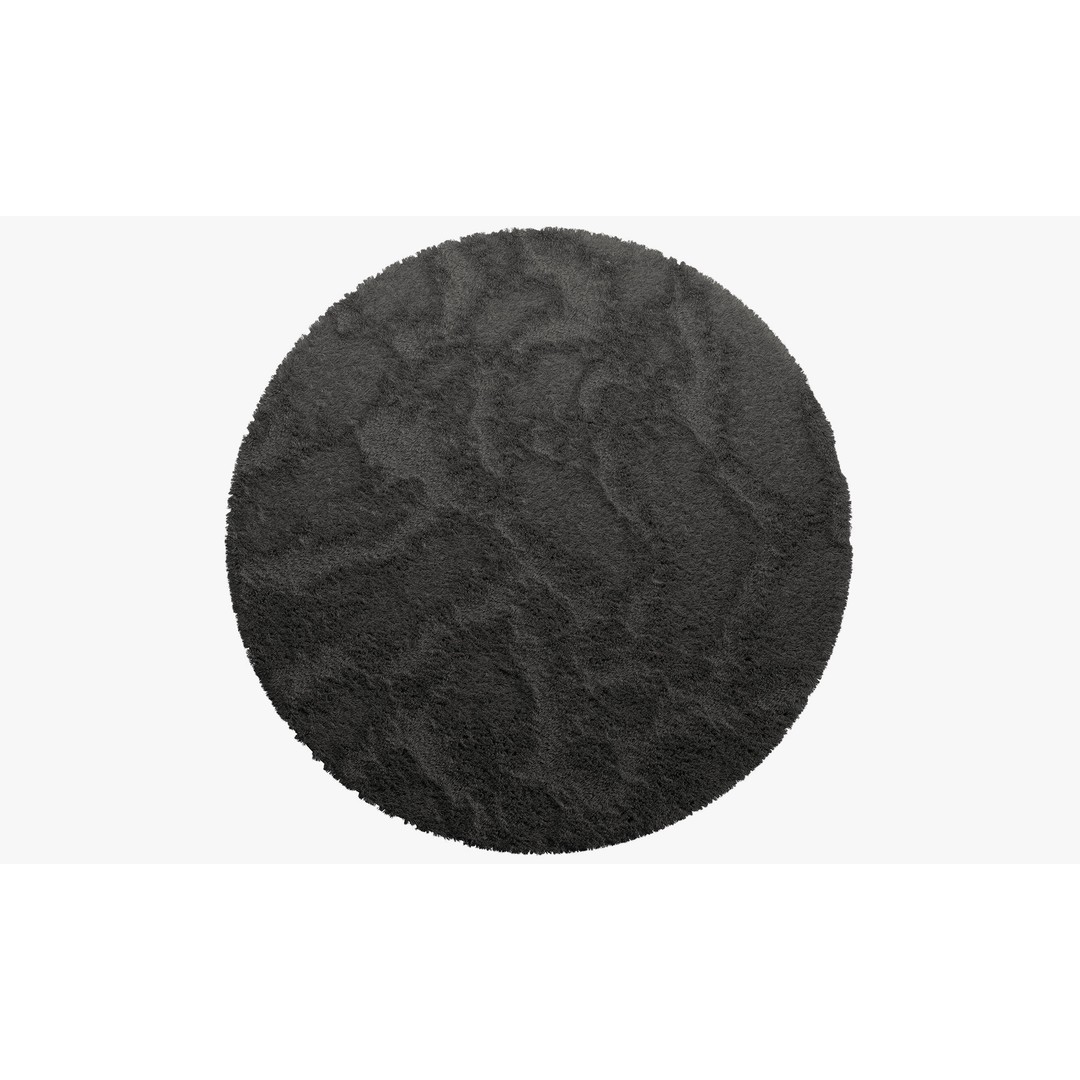 Shaggy Area Round Rug 3D Model – Cozy Modern Textile, FBX, OBJ - View 19