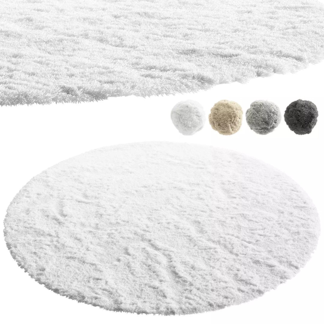 Shaggy Area Round Rug 3D Model – Cozy Modern Textile, FBX, OBJ - View 2