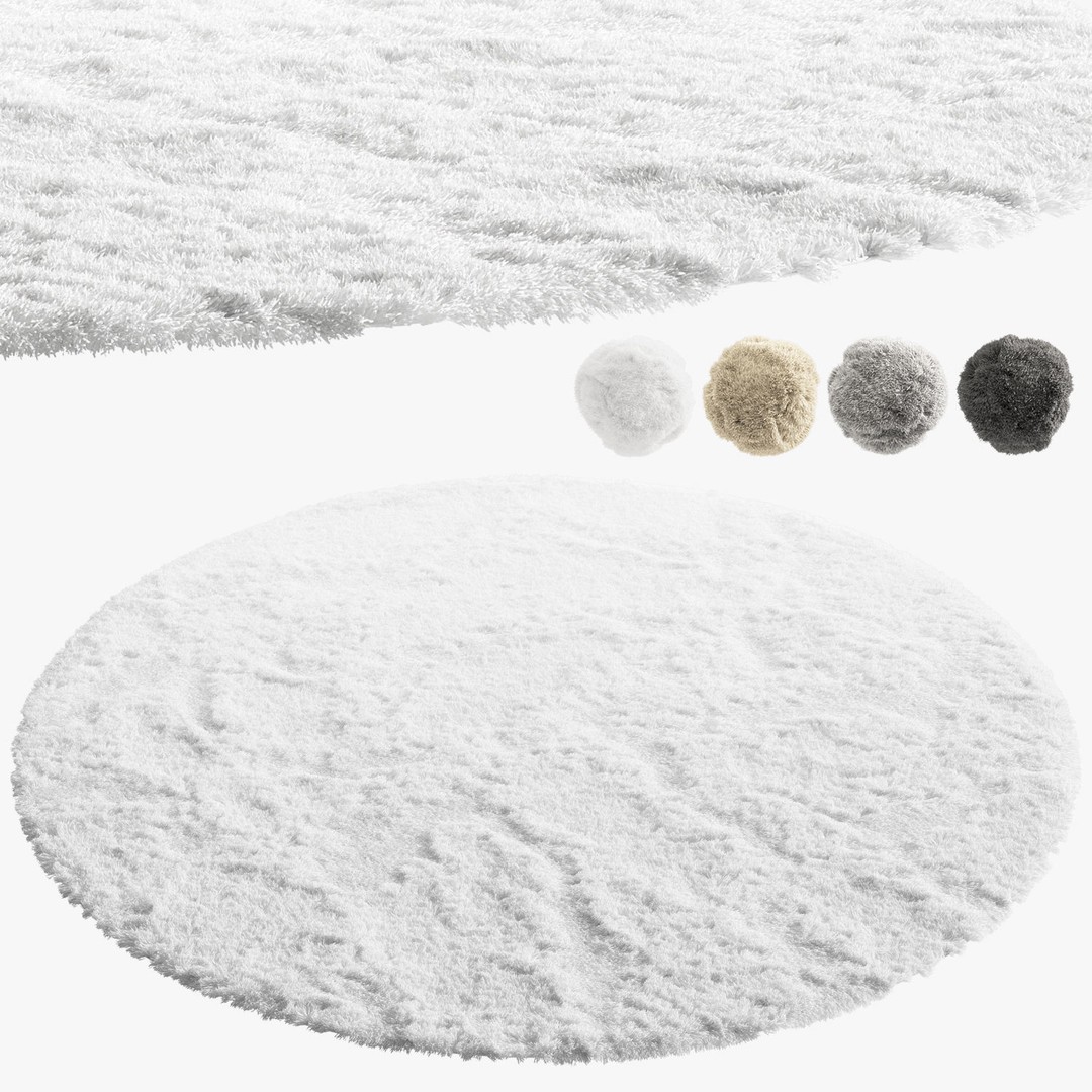 Shaggy Area Round Rug 3D Model – Cozy Modern Textile, FBX, OBJ - View 3