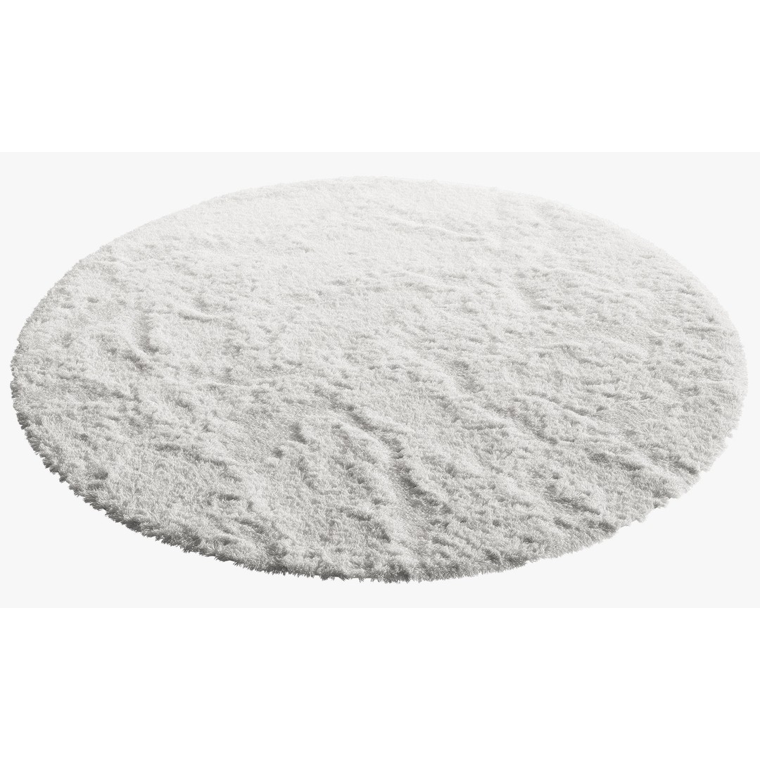 Shaggy Area Round Rug 3D Model – Cozy Modern Textile, FBX, OBJ - View 5