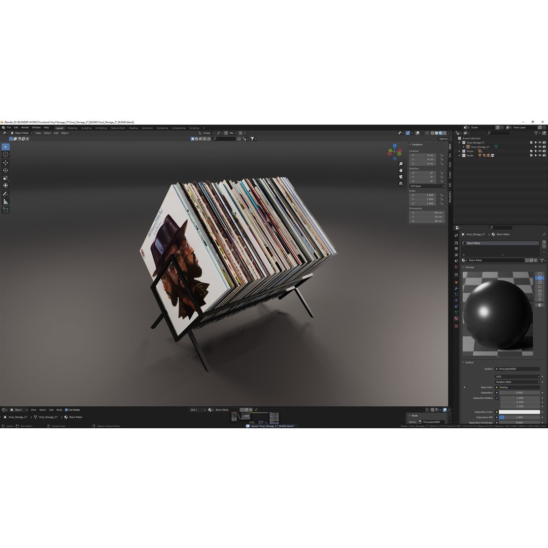 Vinyl Storage 3D Model – Realistic LP Organizer, Blender, FBX, OBJ - View 12