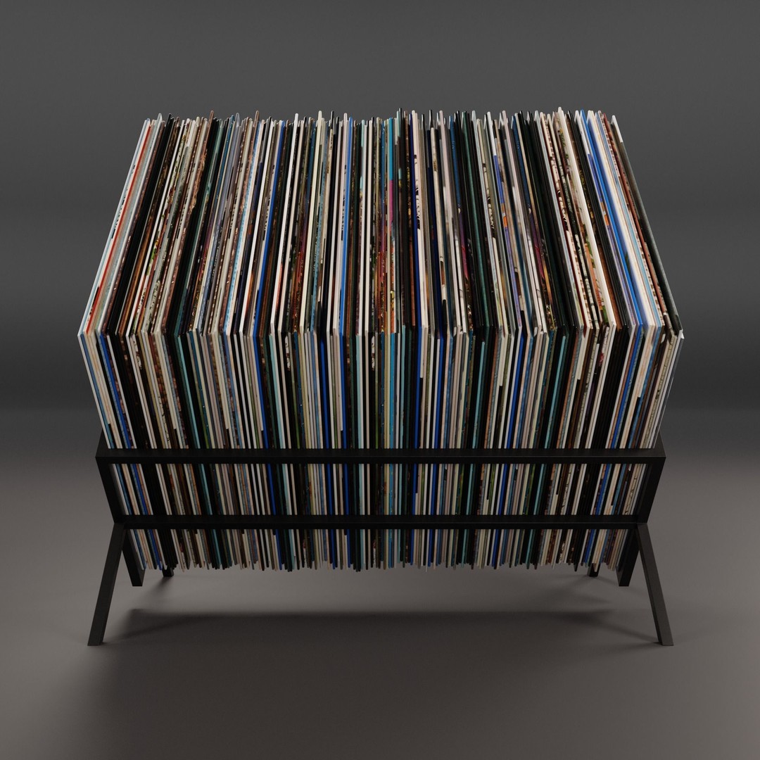 Vinyl Storage 3D Model – Realistic LP Organizer, Blender, FBX, OBJ - View 4