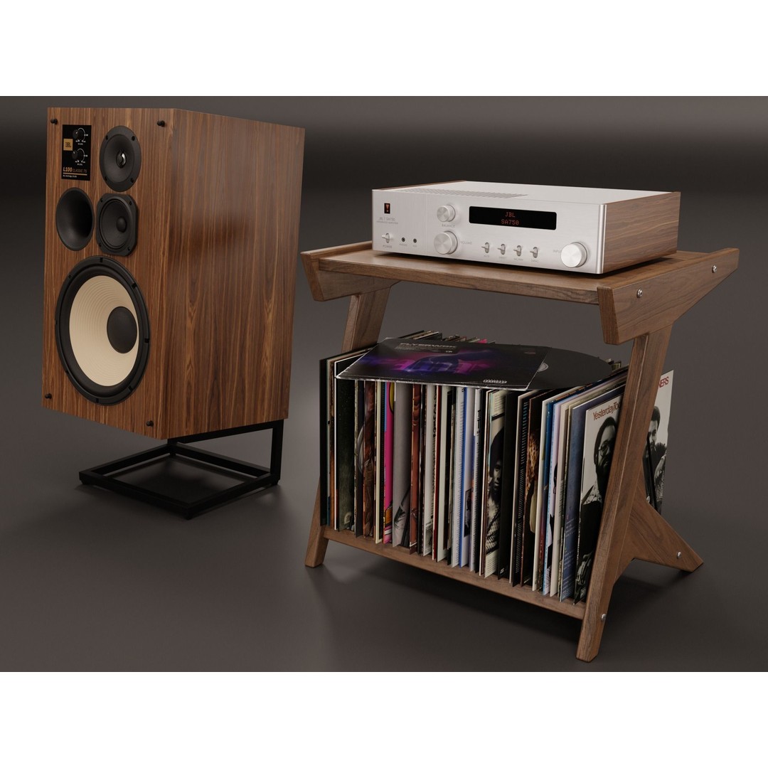Vinyl Storage 3D Model – Realistic Furniture Unit, Blender, FBX, OBJ - View 13