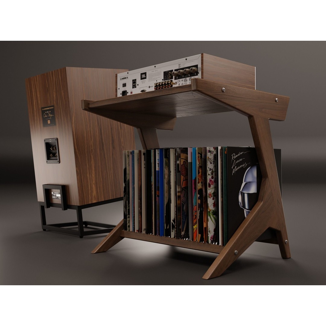 Vinyl Storage 3D Model – Realistic Furniture Unit, Blender, FBX, OBJ - View 14