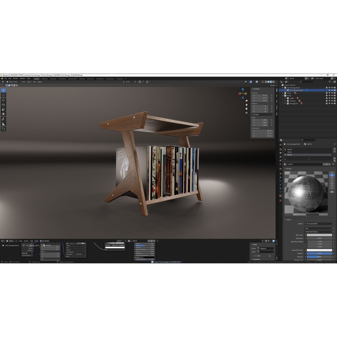 Vinyl Storage 3D Model – Realistic Furniture Unit, Blender, FBX, OBJ - View 15