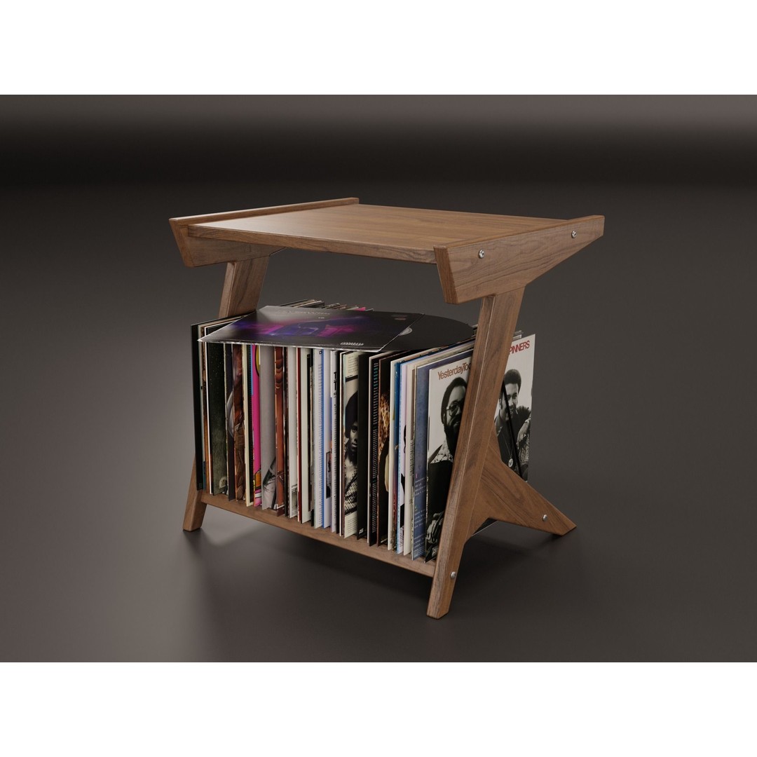 Vinyl Storage 3D Model – Realistic Furniture Unit, Blender, FBX, OBJ - View 3