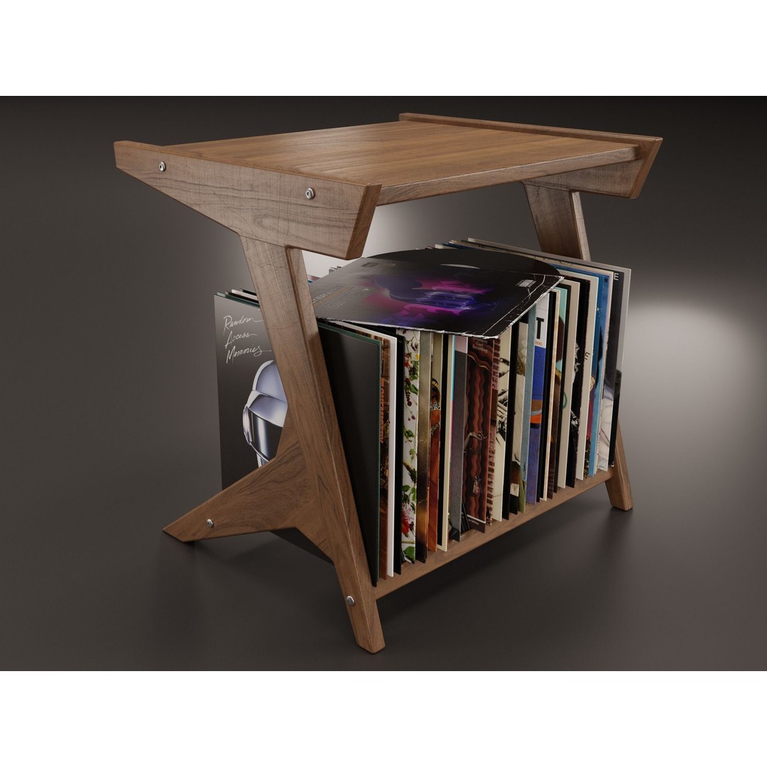 Vinyl Storage 3D Model – Realistic Furniture Unit, Blender, FBX, OBJ - View 8