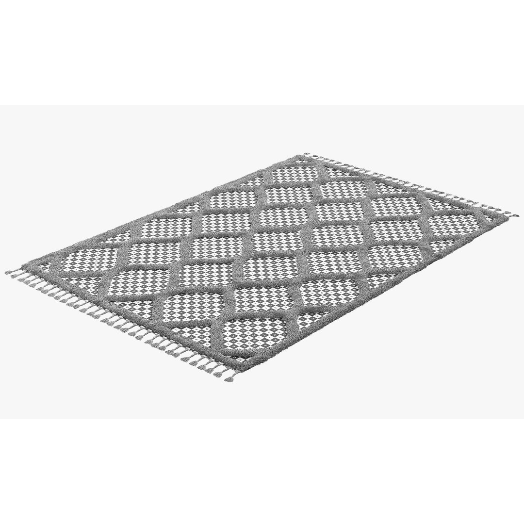 Raised Ogee Trellis Nursery Area Rug 3D Model – Realistic Textile, FBX, OBJ